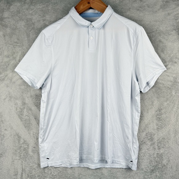 Rhone‎ Polo Shirt Mens XL Commuter Performance Golf Light Blue Gray Preppy S/S - Picture 1 of 9